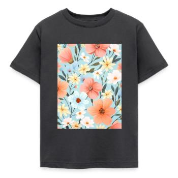 pastel blumen floral muster - Kinder T-Shirt - Dunkelgrau - Vorne - AI Model Kid Female (0cm)