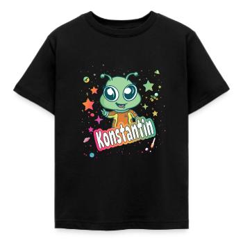 KONSTANTIN - Beautiful boy name with cute alien - Kids' T-Shirt - black - Front - AI Model Kid Female (0cm)