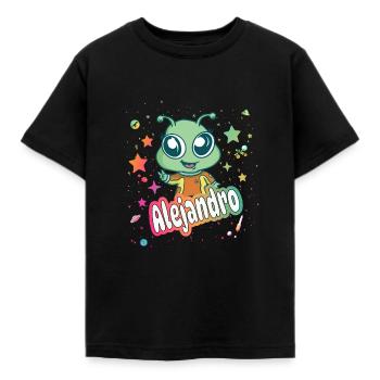 ALEJANDRO - Beautiful boy name with cute alien - Kids' T-Shirt - black - Front - AI Model Kid Female (0cm)