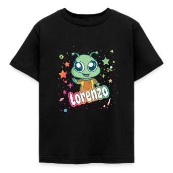 LORENZO - Beau nom de garçon avec extraterrestre mignon - T-shirt Enfant - noir - Devant - AI Model Kid Female (0cm)