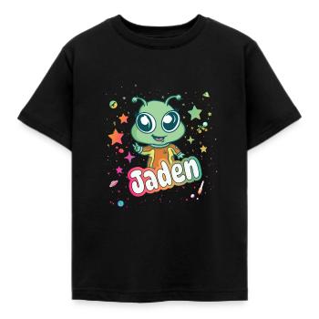 JADEN - Schöner Junge Name mit süßem Alien - Kinder T-Shirt - Schwarz - Vorne - AI Model Kid Female (0cm)