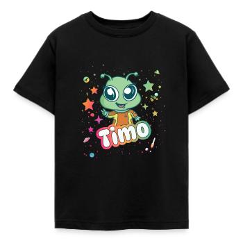 TIMO - Beau nom de garçon avec un extraterrestre mignon - T-shirt Enfant - noir - Devant - AI Model Kid Female (0cm)