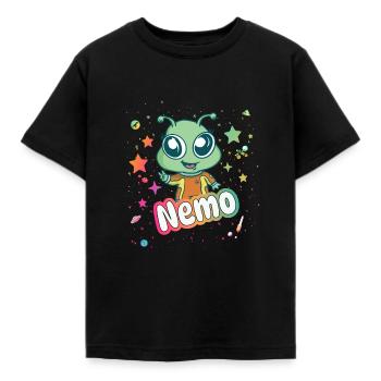NEMO - Beautiful boy name with cute alien - Kids' T-Shirt - black - Front - AI Model Kid Female (0cm)