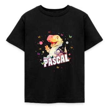 PASCAL - Beau prénom de garçon avec mignon DINO T-REX - T-shirt Enfant - noir - Devant - AI Model Kid Female (0cm)