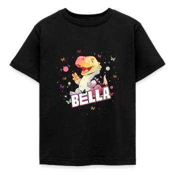 BELLA - Beau prénom de FILLE avec mignon DINO T-REX - T-shirt Enfant - noir - Devant - AI Model Kid Female (0cm)