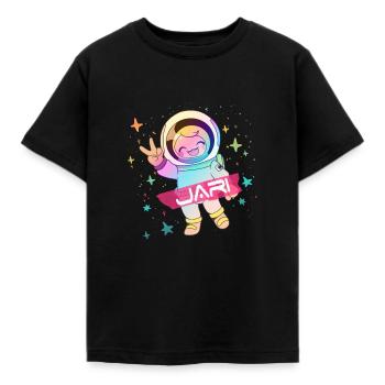 JARI - Beau nom de garçon avec astronaute mignon - T-shirt Enfant - noir - Devant - AI Model Kid Female (0cm)