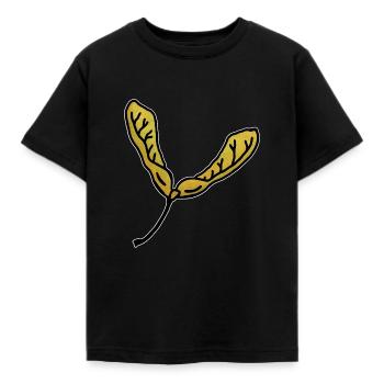 Ahorn Blatt Propeller Frucht Ahornbaum Flügel - Kinder T-Shirt - Schwarz - Vorne - AI Model Kid Female (0cm)