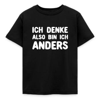 Ich Denke Also Bin Ich Anders Typografie - Kinder T-Shirt - Schwarz - Vorne - AI Model Kid Female (0cm)