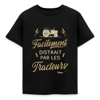 Tracteur Humour Agriculteur Agricole Agriculture - T-shirt Enfant - noir - Devant - AI Model Kid Female (0cm)