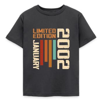 January 2002 - 2002 January Birthday Gift - Kids' T-Shirt - dark grey - Front - AI Model Kid Female (0cm)