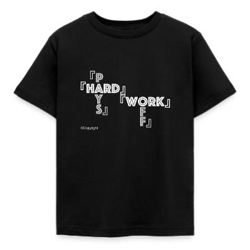Harte Arbeit Weiß - Kinder T-Shirt - Schwarz - Vorne - AI Model Kid Female (0cm)