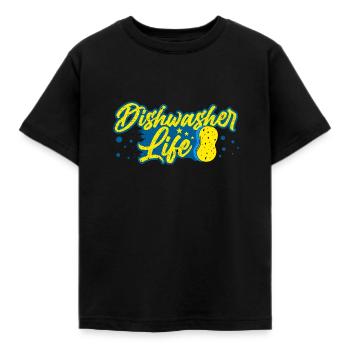 Dishwasher washing up drying household housewife - Kids' T-Shirt - black - Front - AI Model Kid Female (0cm)