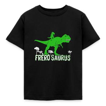 Frèro Saurus Humour Grand Frère Dinosaure - T-shirt Enfant - noir - Devant - AI Model Kid Female (0cm)