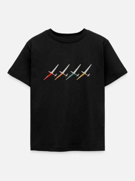 Segelfieger vintage glider pilot glider - Kids' T-Shirt - black