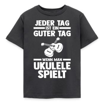 Gitarre Musiker Musikinstrument Ukulele - Kinder T-Shirt - Dunkelgrau - Vorne - AI Model Kid Female (0cm)