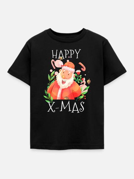 Happy Xmas - Kinder T-Shirt - Schwarz