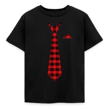 Krawatte Stecktuch in Karomuster rot Holzfäller - Kinder T-Shirt - Schwarz - Vorne - AI Model Kid Female (0cm)