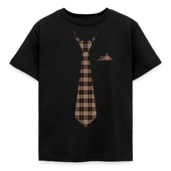 Krawatte Stecktuch in Karomuster braun Holzfäller - Kinder T-Shirt - Schwarz - Vorne - AI Model Kid Female (0cm)