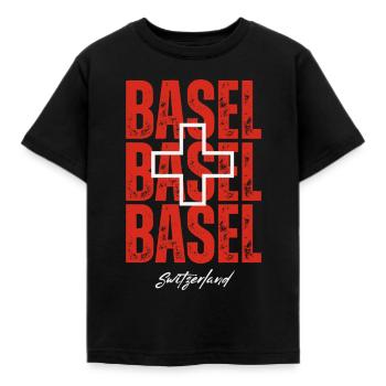 Basel Switzerland, a souvenir of Basel - Kids' T-Shirt - black - Front - AI Model Kid Female (0cm)