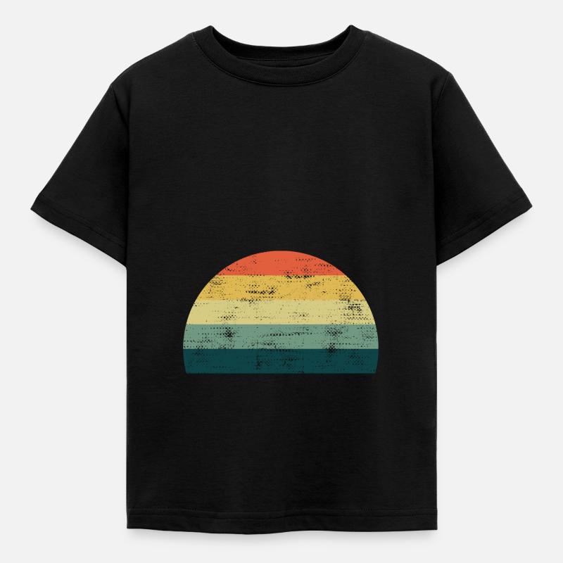 Retro sun Sunset rainbow colors template - Kids' T-Shirt - black