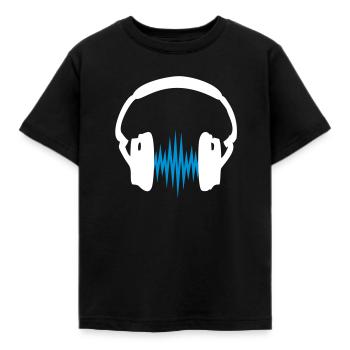 Headphone, Music, wave, Audio, Frequency, 2c - T-shirt Enfant - noir - Devant - AI Model Kid Female (0cm)