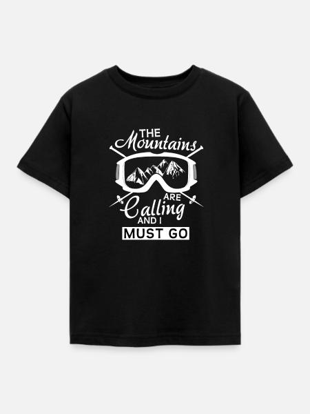 Mountains calling - skifahrer - Berge - Kinder T-Shirt - Schwarz