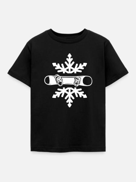 snowboard "snowboarding im Pulverschnee" - Kinder T-Shirt - Schwarz