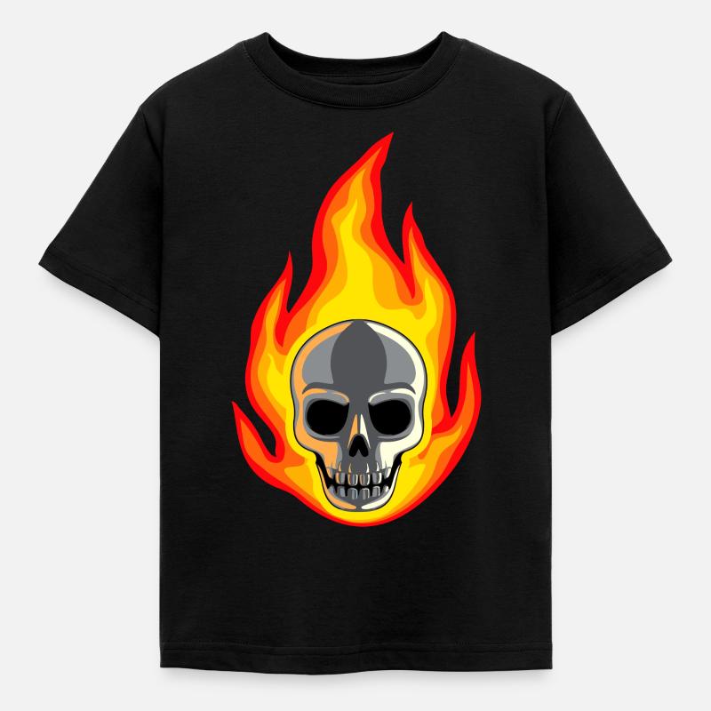 Skull on Fire - Kids' T-Shirt - black