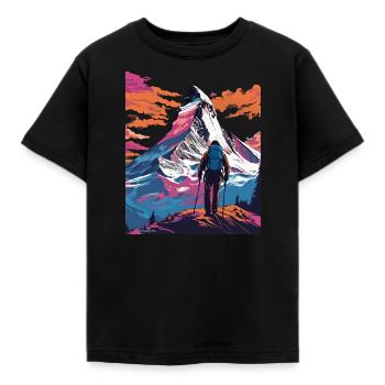 Auf dem Weg zum Berg Matterhorn Zermatt Schweiz - Kinder T-Shirt - Schwarz - Vorne - AI Model Kid Female (0cm)