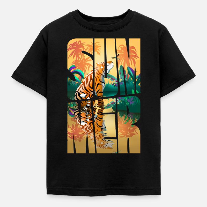 Sommer mit Palmen - Kinder T-Shirt - Schwarz