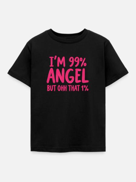 Engel Engelchen Prozent Spruch - Kinder T-Shirt - Schwarz