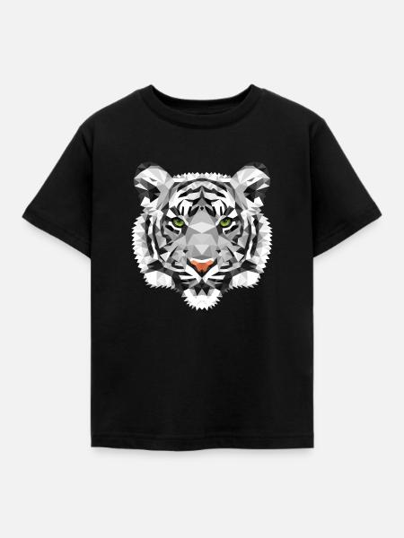 Weißer Tiger Polygon wild Geschenk - Kinder T-Shirt - Schwarz