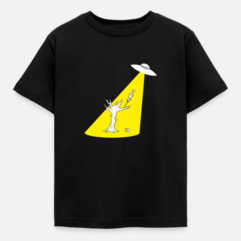 Abduced ufo - Kids' T-Shirt - black