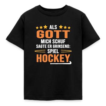 Feldhockey Hockey "Hockey-Gott" Hockeyweisheiten - Kinder T-Shirt - Schwarz - Vorne - AI Model Kid Female (0cm)