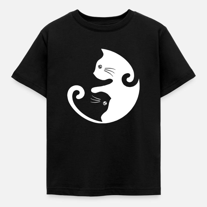 Yin Yang Katze - Kinder T-Shirt - Schwarz