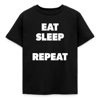 Eat Sleep "insert here" Repeat - Schablone in weiß - Kinder T-Shirt - Schwarz - Vorne - AI Model Kid Female (0cm)
