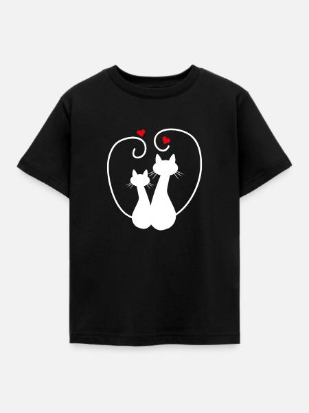 Katzenliebe - Kinder T-Shirt - Schwarz