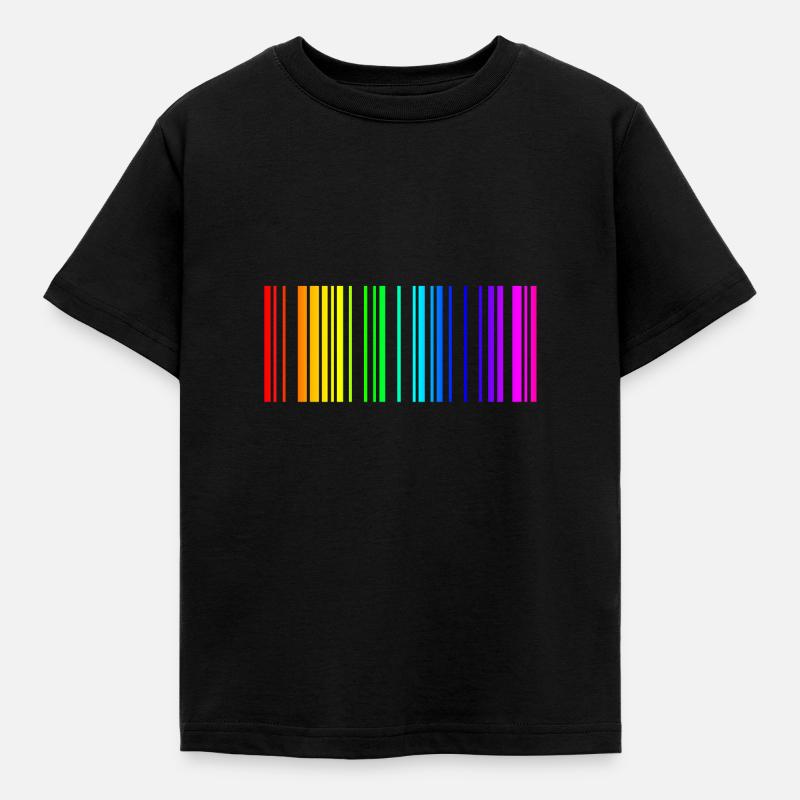 Regenbogen Barcode bunt Geschenk Idee - Kinder T-Shirt - Schwarz