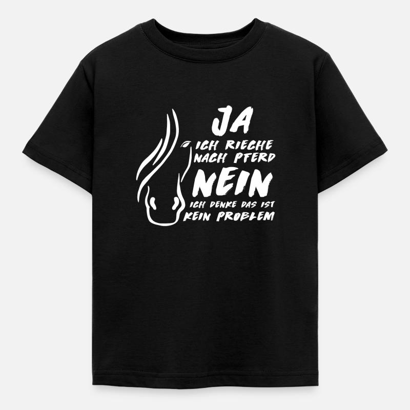 Rieche nach Pferd - Kinder T-Shirt - Schwarz