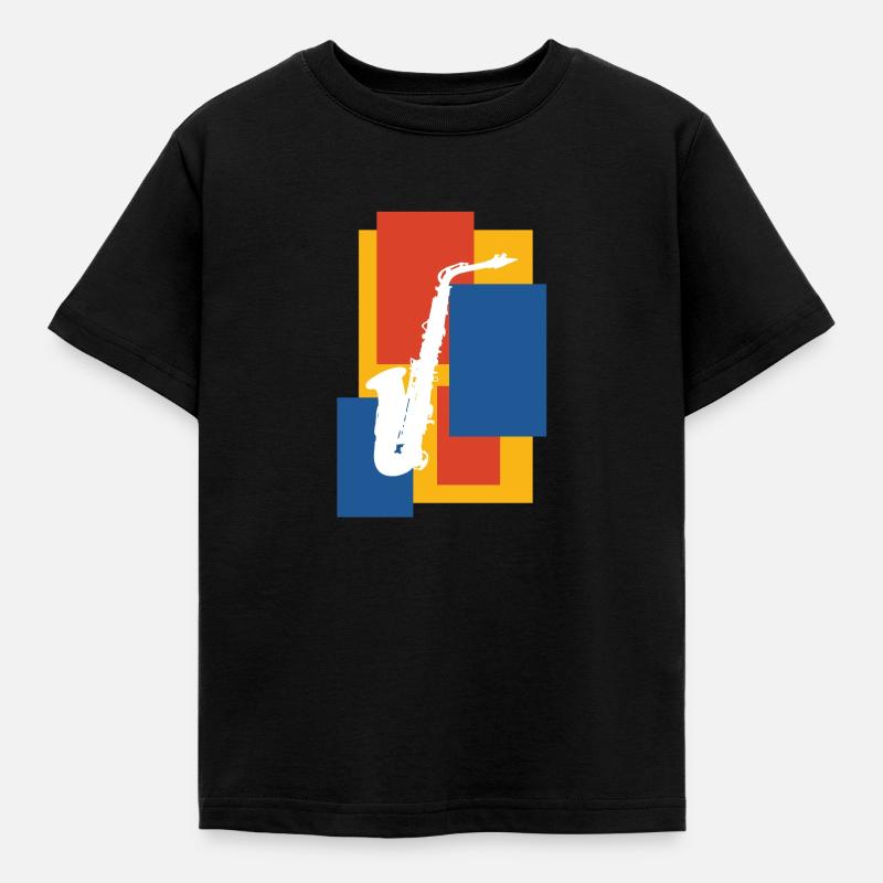 Saxophon - Kinder T-Shirt - Schwarz