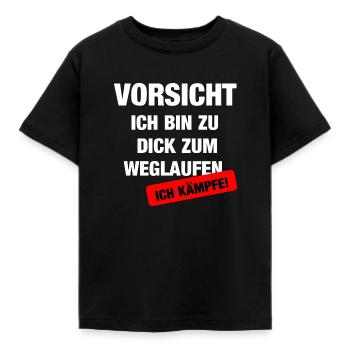 Careful, I fight. I do not run away. - Kids' T-Shirt - black - Front - AI Model Kid Female (0cm)