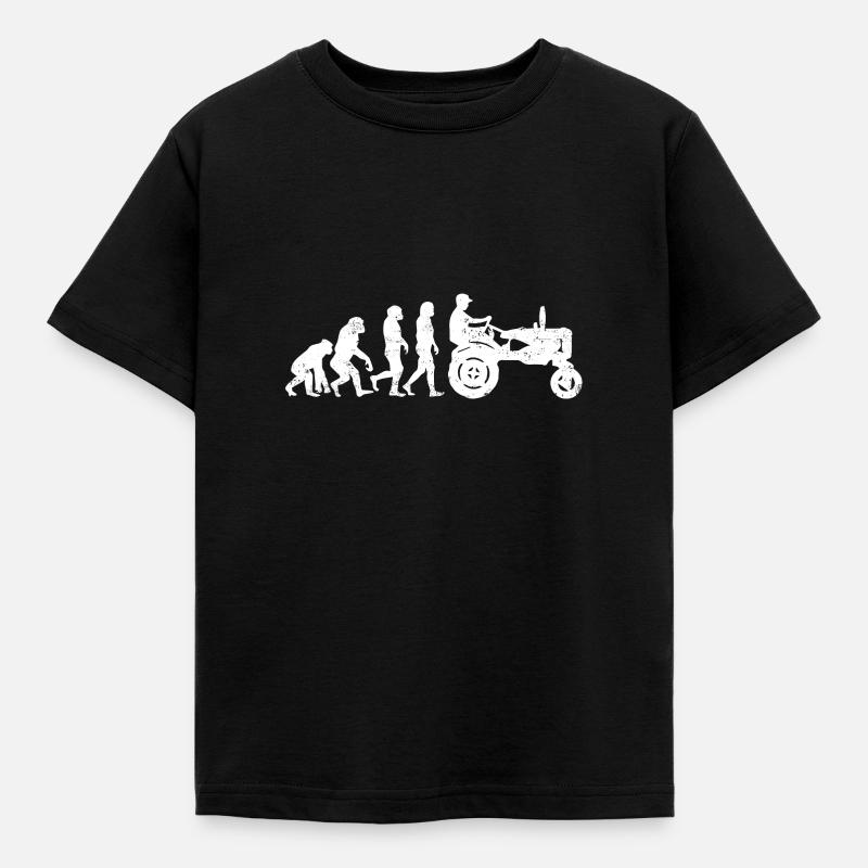 Evolution of Tractor Evolution - Kids' T-Shirt - black