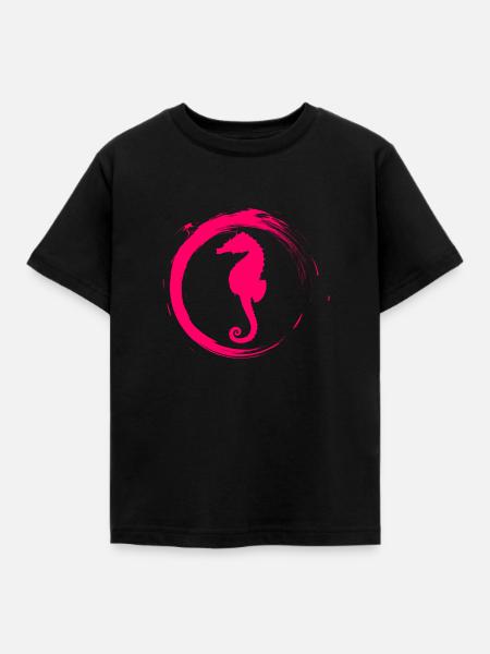 Seepferdchen - Kinder T-Shirt - Schwarz