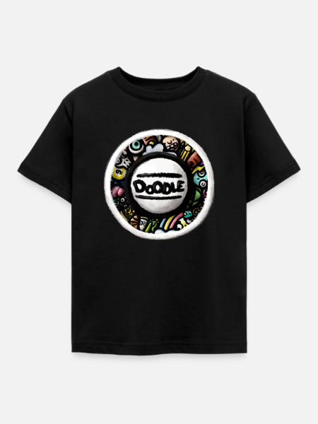 Gekritzel-Kunst-Aufkleber - Kinder T-Shirt - Schwarz