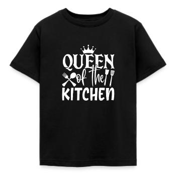 queen of the kitchen- queen of the kitchen - Kids' T-Shirt - black - Front - AI Model Kid Female (0cm)