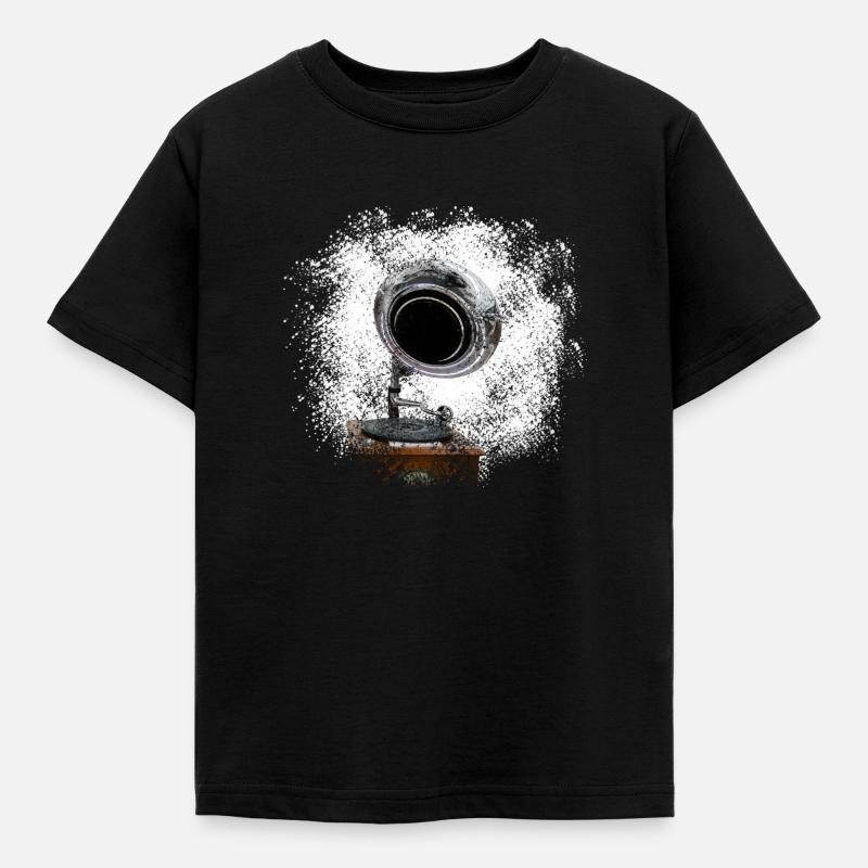 Retro turntable in a sprayed look - Kids' T-Shirt - black