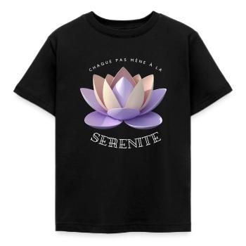 Sérénité en marche : vêtements lotus inspirants - T-shirt Enfant - noir - Devant - AI Model Kid Female (0cm)
