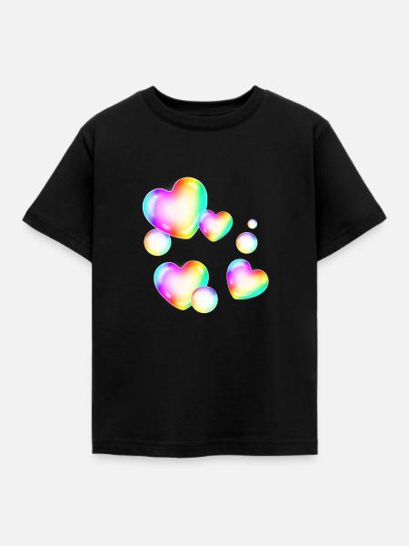 bunte Seifenblasen Herzform - Kinder T-Shirt - Schwarz