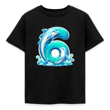Children's Design – Dolphin and Numbers Fun - Kids' T-Shirt - black - Front - AI Model Kid Female (0cm)