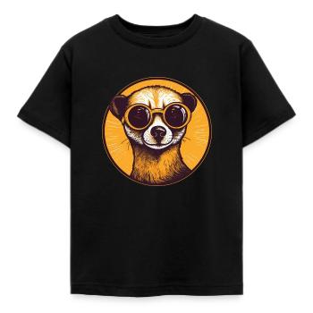 Meerkat with sunglasses, Suricate - Kids' T-Shirt - black - Front - AI Model Kid Female (0cm)
